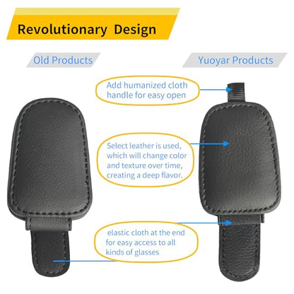 Magnetic Leather Sunglasses Holder for Car (Black)