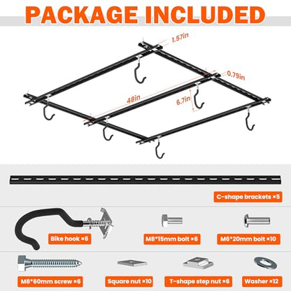 Ceiling Bike Rack for Garage (Adjustable Bracket)