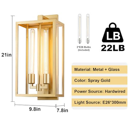 Large Outdoor Wall Sconce (21"-Gold-1pack)
