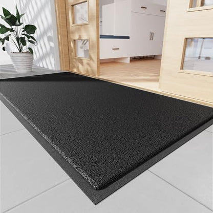 Sturdy Front Door Mat (3' x 4' (Rectangular) / Black-mess)