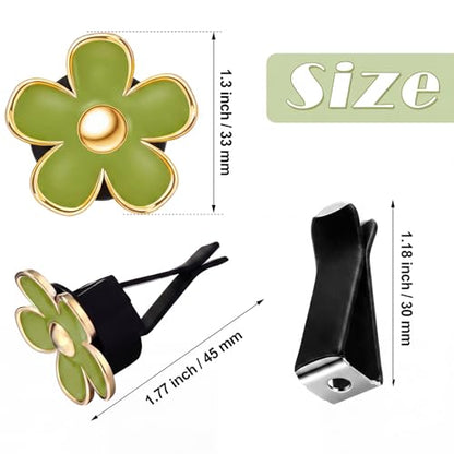 6 Pcs Daisy Vent Clips for Car (Green / 1 Count (Pack of 6))