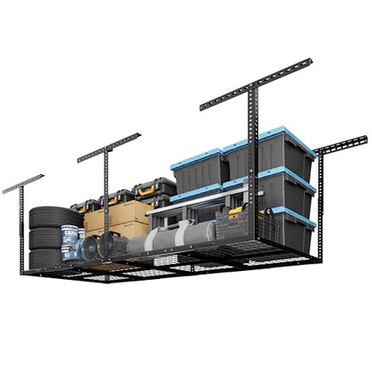 3x8 Overhead Garage Ceiling Storage Rack Organization (Black / 3x8 ft)