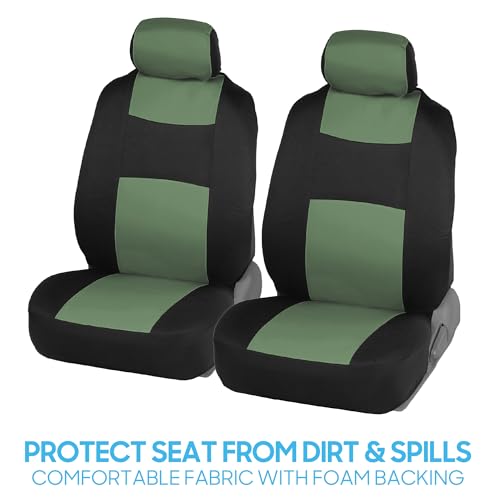 PolyPro Car Seat Covers Full Set in Green on Black (Green)