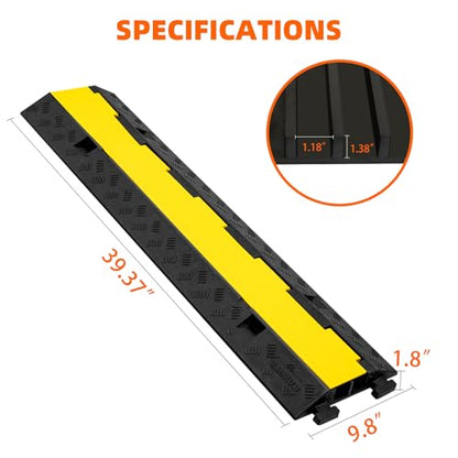 3 Pack 2 Channel Cable Protector Ramp Traffic Wire and Hose Ramp Cord Cover Heavy Duty Channels 18 (2 Channel 3 Pack)