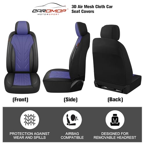 Breathable Cloth Fabric Car Seat Covers 2 Front Seats (Navy Blue / Front Set)