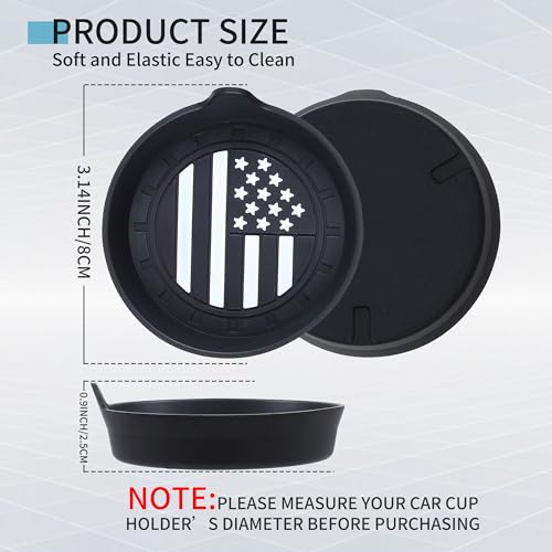 2 Pack Car Cup Coaster Silicone Spill (Black American Flag / 2 Pack)