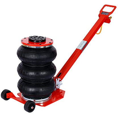 3T Triple Bag Air Jack 6600lbs Pneumatic Jack 3s Fast Lift Up 16in Airbag Jack with Adjustable Long Handle Heavy Duty Triple Air Bag Jack Lift for Cars Garage (3 Ton / red)