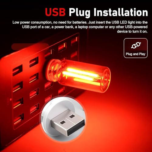 2PCS USB Night Light Bulb (Red)