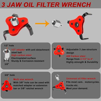 Oil Filter Wrench Set (4 Pack - Black)