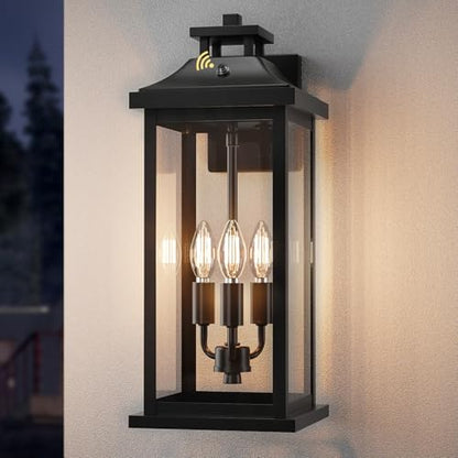 20" Black Large Dusk to Dawn Exterior Wall Light Fixture 1 Pack (Black / 1-Pack/Dusk to Dawn)