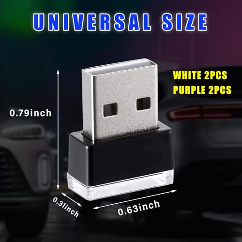 4 PCS USB LED Car Interior Atmosphere Lamp (White & Purple)