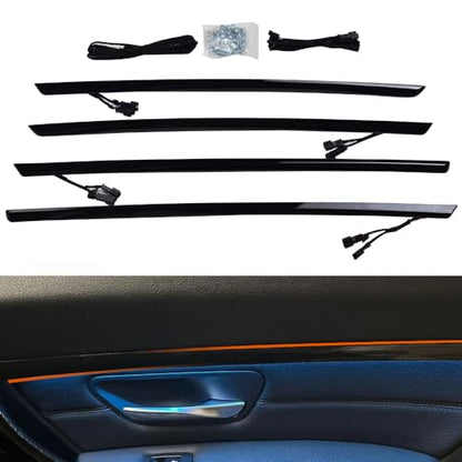 Car Interior Door LED Lighting Ambient Light Trim Strip Accessories with Blue and Orange Colors Atmosphere Lights for BMW 3 Series F30 12 (Black)