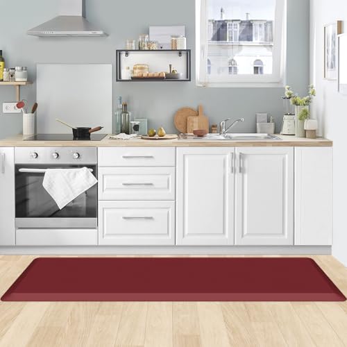 0.8" Thick Kitchen Mat Cushioned Anti Fatigue Rug Comfort Floor Mats (Red / 60"L x 17.3"W x 0.8"Th)