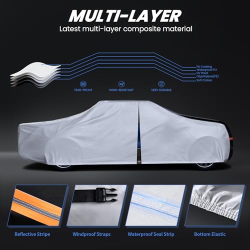 Multi Layer Toyota Tundra Truck Cover (W.Fit Tundra(2021-2026) Double/CrewMax Cab SB / White Truck Cover)