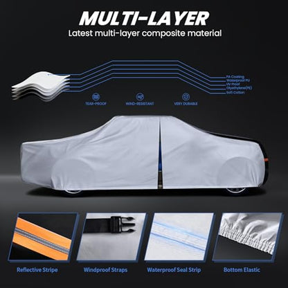 Multi Layer Toyota Tundra Truck Cover (W.Fit Tundra(2021-2026) Double/CrewMax Cab SB / White Truck Cover)