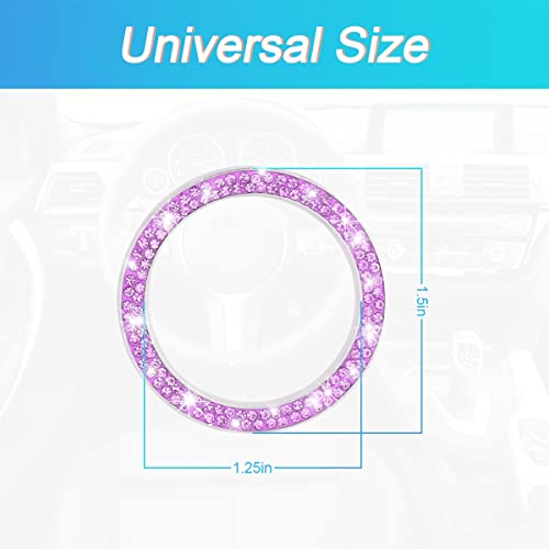 2PCS Zinc Alloy Rhinestone Engine Start Button Rings (Purple)