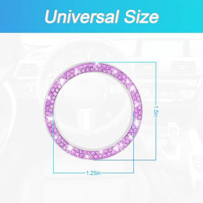 2PCS Zinc Alloy Rhinestone Engine Start Button Rings (Purple)