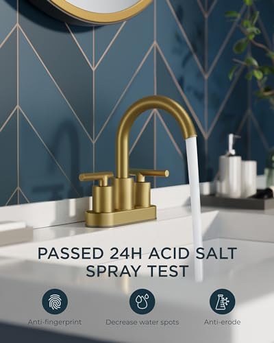 4" Brushed Gold Bathroom Sink Faucet 2 Hole (Brushed Gold)