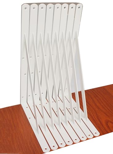 8 Pack L16 x H 10" White Heavy Duty Shelf Brackets with Screws Metal Shelf Brackets Shelf Support Angle Brackets for Shelves L Brackets Heavy Duty Floating Shelf (8 Pack-White / 16''x10'')