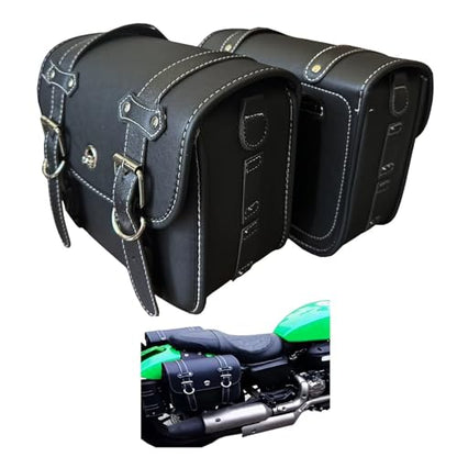 Faux Leather Motorcycle Saddlebags with Lock (Small Without Cup Bag)