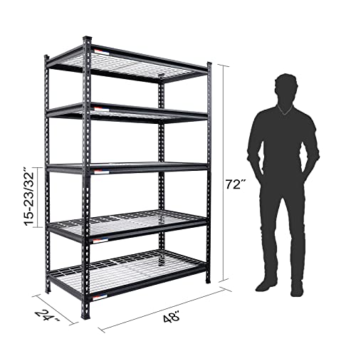 5 Tier Adjustable Metal Shelving (48"W x 24"D x 72"H)