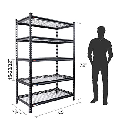 5 Tier Adjustable Metal Shelving (48"W x 24"D x 72"H)