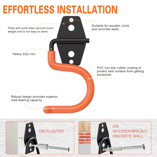 6 Pack Metal Garage Hooks (S Hook / Orange S Hook)
