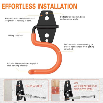6 Pack Metal Garage Hooks (S Hook / Orange S Hook)
