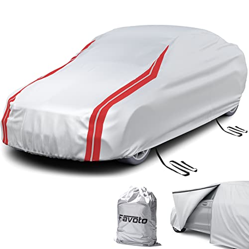Car Cover Waterproof Custom Fit for Dodge Challenger (Sliver＆Red / Custom Fit Challenger)