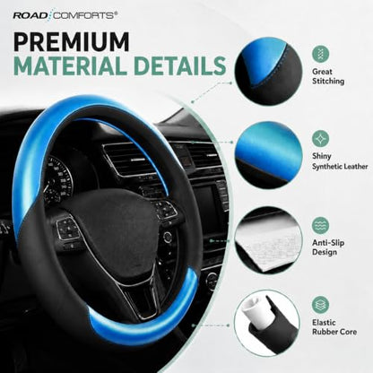 Steering Wheel Cover (Black&Metallic Blue)