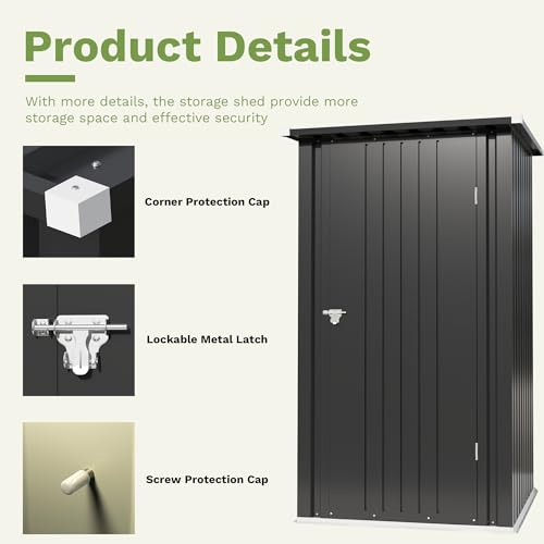 3x3 FT Outdoor Storage Shed (Black / 3x3 FT)