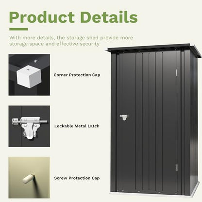 3x3 FT Outdoor Storage Shed (Black / 3x3 FT)