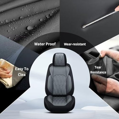 Front Waterproof Leather Seat Covers for Subaru Forester 2007 (067-Black & Grey / 63.Forester-2 Front Seat Covers Only)