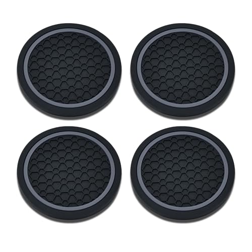4PCS Car Cup Holder Coasters (Black/Gray)