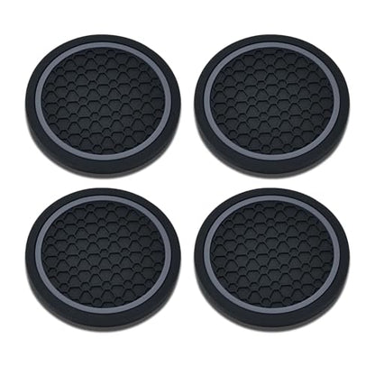 4PCS Car Cup Holder Coasters (Black/Gray)