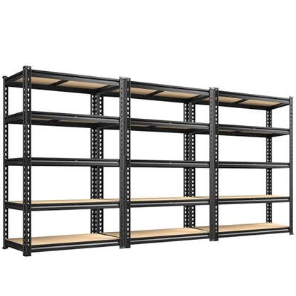 3 Pack Garage Shelving for Warehouse (Black)