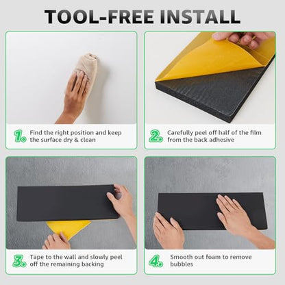 Garage Wall Protector (4 Pack 16.5"x5.9"x0.8" / Black)