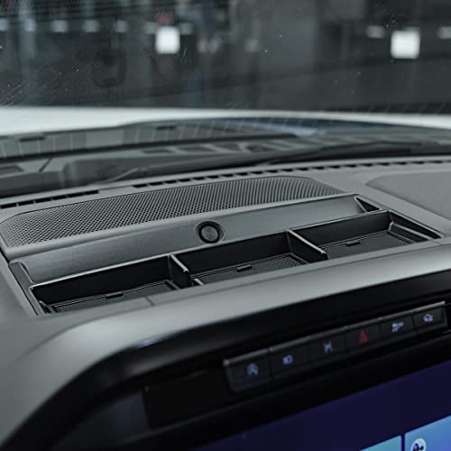 Dashboard Organizer Tray for Ford F150 2021 2022 2023 Center Console Car Dashboard Accessories Phone Holder ABS Insert Secondary Storage Box with 3 Non Slip Rubber Mats (Black)