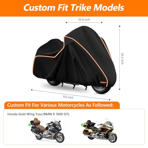 Motorcycle Cover for Honda Gold Wing GL1800 Tour 2001 (Black / for Honda GL1800/Gold Wing)