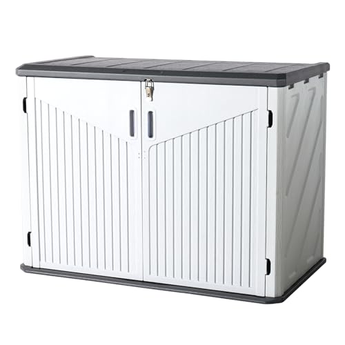 Outdoor Storage Cabinet 35 Cu.Ft Outdoor Trash Can Storage Shed (White / 35 Cu.Ft)