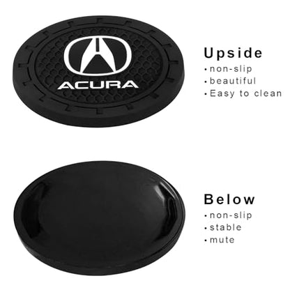 Car Cup Holder Coaster for Acura CDX NSX RDX RLX TL Series Recessed Silicone Cupholder Coaster Interior Accessories 2.75in 2Pieces Black (Black-09)
