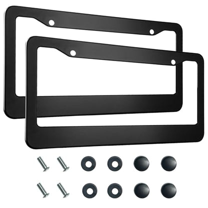 2PCS Matte Black License Plate Frames (wide black)