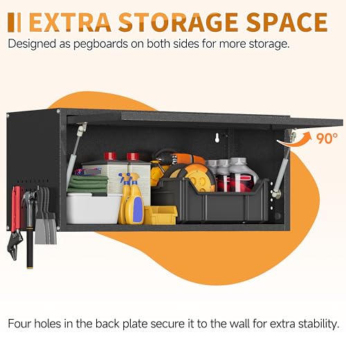 Metal Garage Wall Cabinet with Up (Black / 13.8"H Wall Cabinet(1-Door))