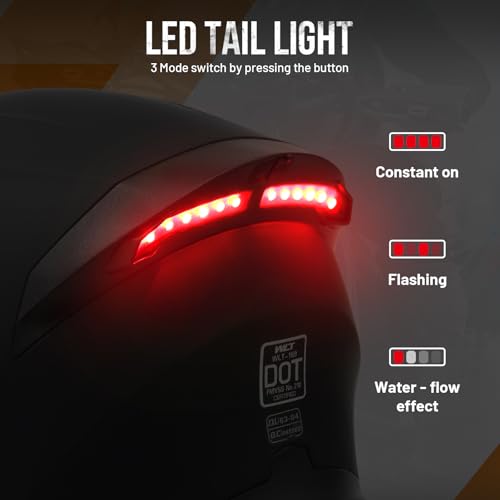 DOT Motorcycle Full Face Helmet (Matte Black-Led / Medium)