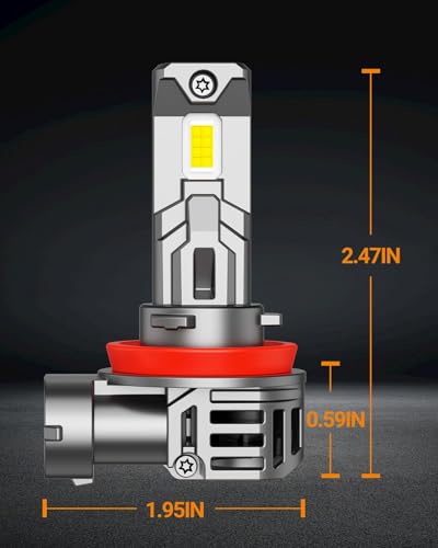 H11/H9/H16 Bulbs, 50000LM 6500K Cool White H8 Fog Bulbs, 1:1 Mini Size, Powersports Accessory Lights with Fan, 3 Mins Plug-N-Play, Pack of 2 (H11)