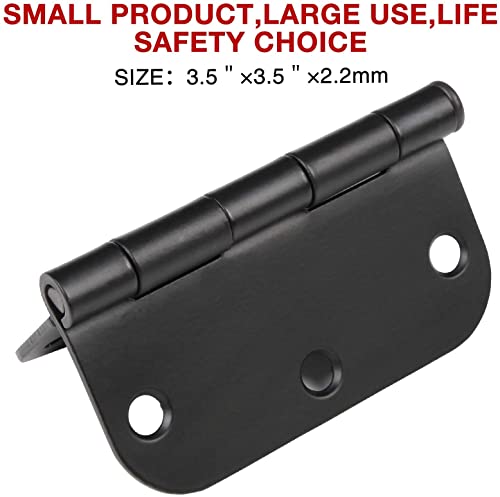 Rounded Door Hinges Matte Black 3.5" 5 (Matte Black-Rounded / 108 Pack)