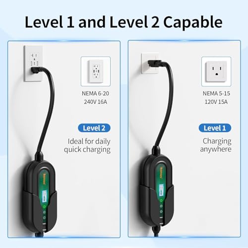 Level 1 EV Charger 16 Amp Portable J1772 Charging Cord 240V 25ft Cable (16)