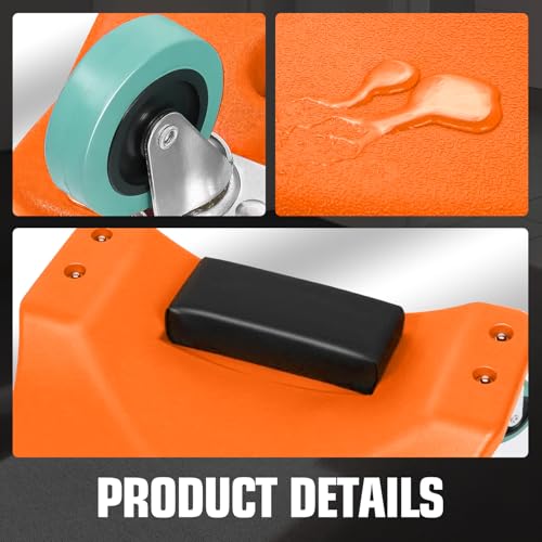 40" L X 19" W Vehicle Repair Low Profile Plastic Rolling Garage Shop Creeper with Padded Headrest (Orange / 40 Inches)