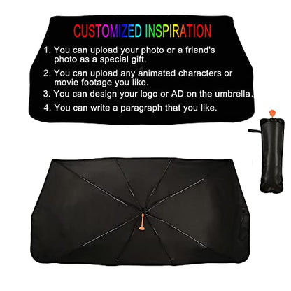 Custom Windshield Sun Shade Umbrella Foldable Personalized Sun Umbrella (57'' X 30'' / style-AB35)