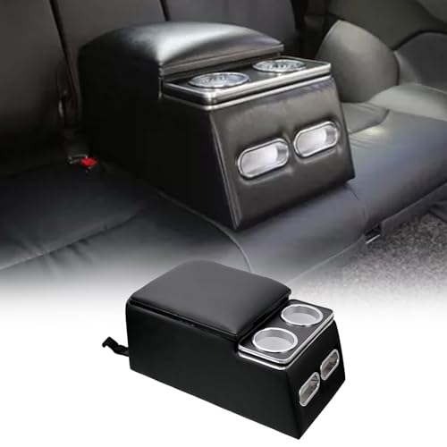 Center Console Organizer with Cup Holder& Phone Holder for Car & Van & Truck Back Bench Seat Armrest Business Middle Storage Box (Black)